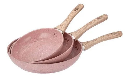 SARTEN DE ALUMINIO KOKKEN COLOR ROSA 3 PIEZAS