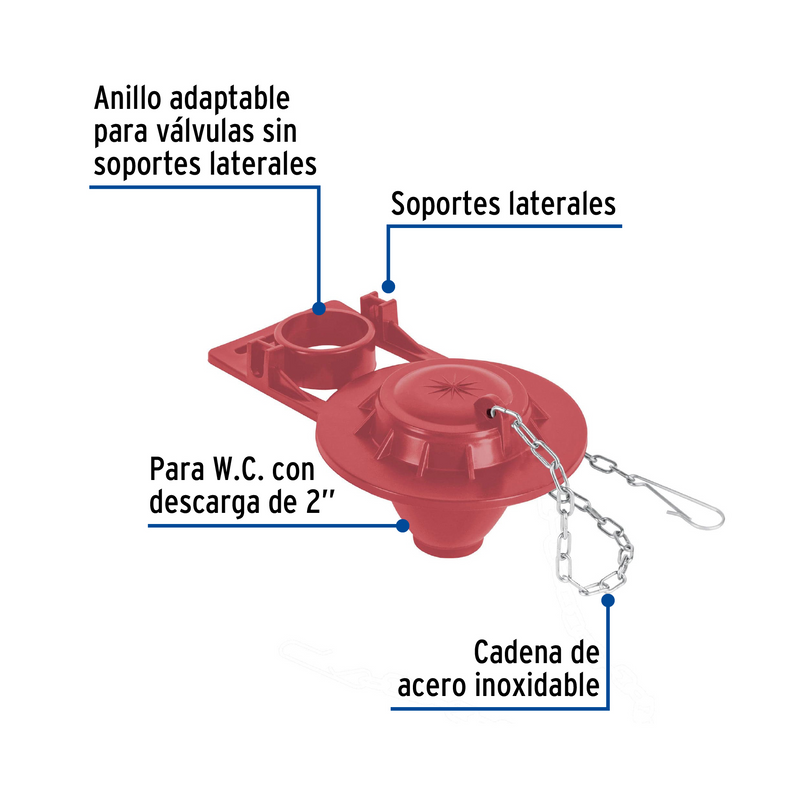 SAPO AJUSTABLE PARA WC 2" CADENA INOXIDABLE