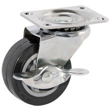 RUEDA DE POLIURETANO DE 2", NEGRA, BASE GIRATORIA, CON FRENO, LIGHT DUTY