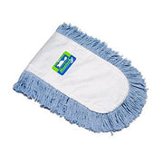 Funda para mopa profesional blanca con flecos azules y bolsillo elíptico