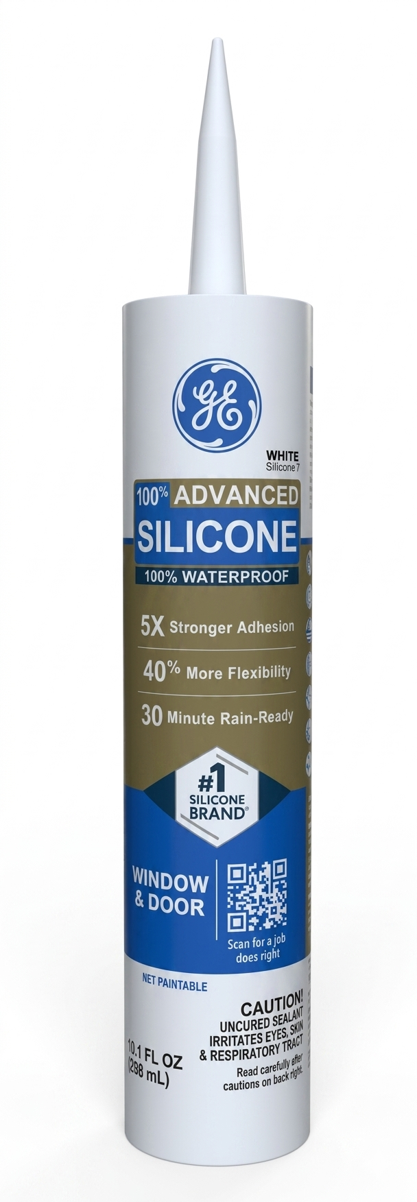 SELLADOR DE SILICON, PUERTAS Y VENTANAS, 298.65 ml, (10.1 oz) BLANCO, GE ADVANCE