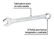 Llave combinada PRETUL acero cromo vanadio, 12 puntas hex/cuadradas