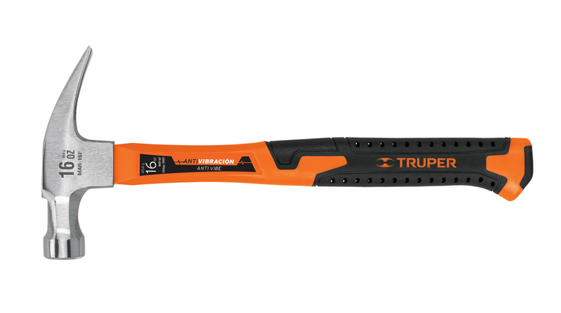 MARTILLO DE UÑA RECTA DE 16 oz, MANGO DE FIBRA DE VIDRIO