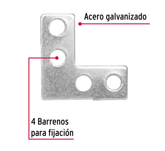 ESCUADRAS ESQUINERAS PLANAS 1"X 1" 24 PZ FIERO