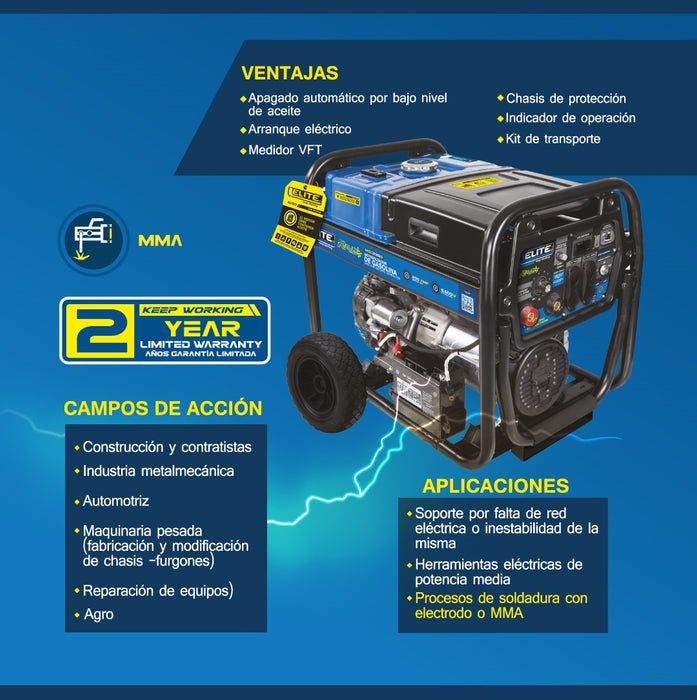 SOLDADORA Y GENERADOR A GASOLINA 4.75 GAL 110/220V,5500W