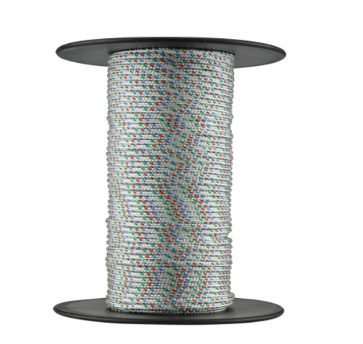 Bobina de cuerda de arranque tipo 5, 4,0 mm, trenza multicolor sobre soporte negro