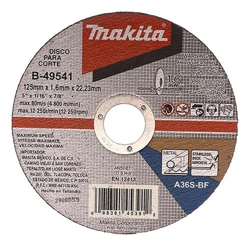 DISCO ABRASIVO CORTE DE METAL 5" X 1.6 mm