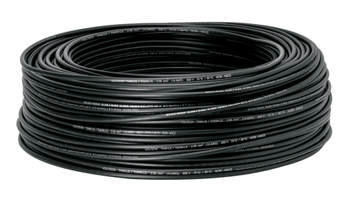 Cable THHW negro AWG 12 en rollo con aislación negra