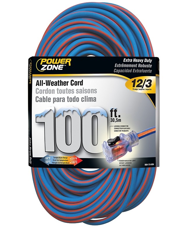 EXTENSION ELECTRICA DE 30.5 MTS, 100 FT, CAL. 12/3 AWG