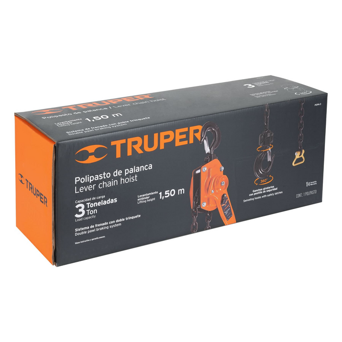POLIPASTO DE PALANCA DE 3 TONELADAS TRUPER