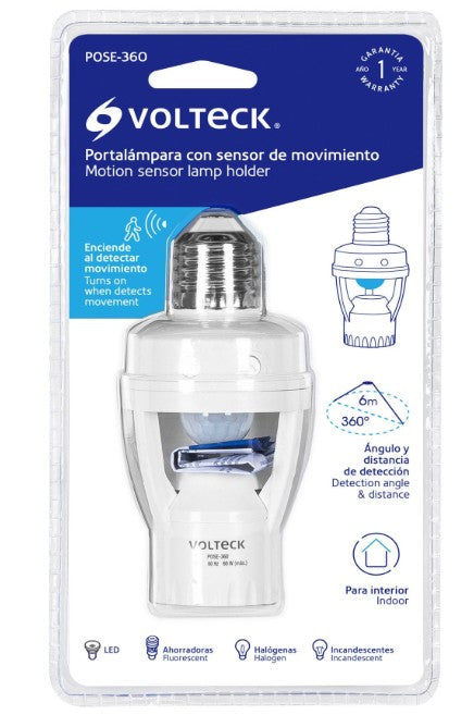 PORTALAMPARA CON SENSOR DE MOVIMIENTO 360°