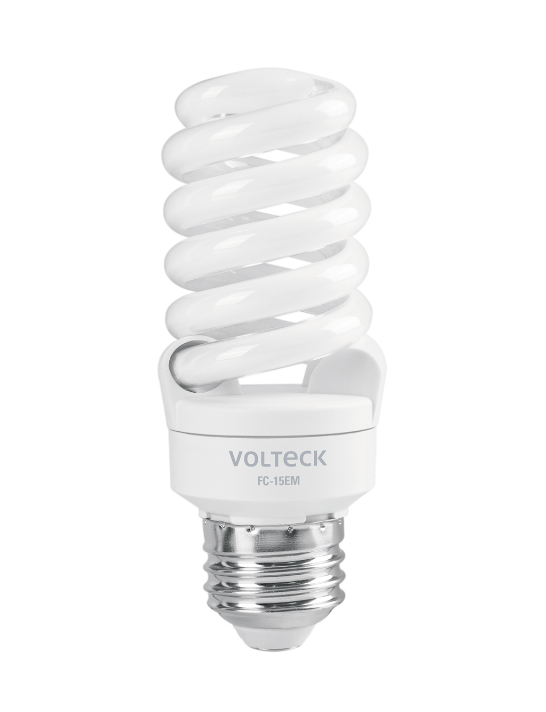 FOCO AHORRADOR MINI ESPIRAL, 15 W, LUZ DE DIA, VOLTECK