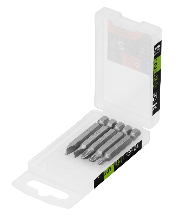 JUEGO DE 5 PUNTAS COMBINADAS PARA DESARMADOR, 2"