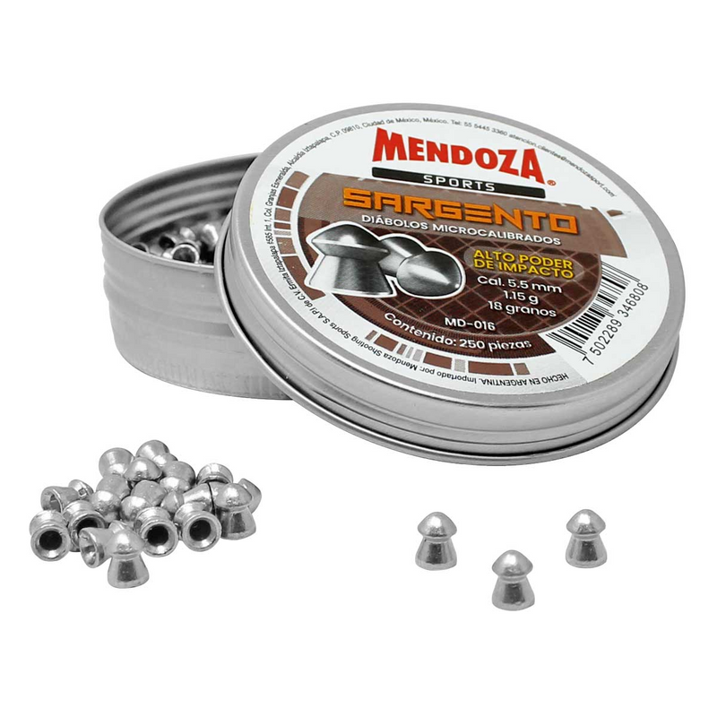 DIABOLO CAL. 5.5 mm, MENDOZA SARGENTO METAL 250 PZAS