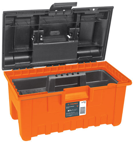 CAJA PARA HERRAMIENTA, AMPLIA DE 16", COLOR NARANJA