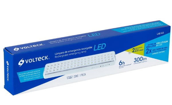 LAMPARA DE EMERGENCIA 60 LEDS 300 LUMENS RECARGABLE