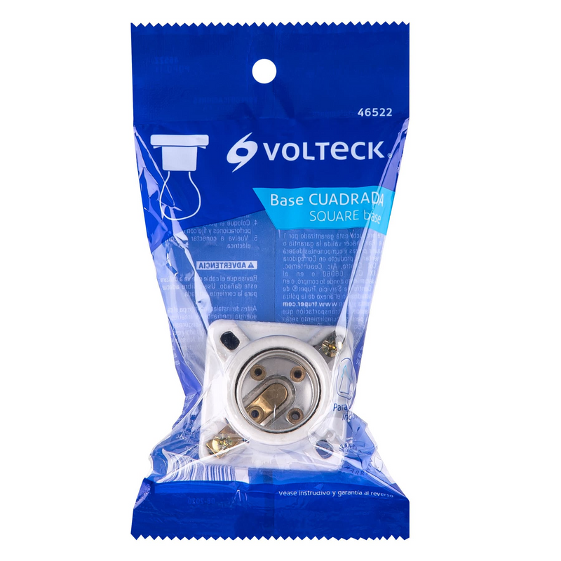 PORTALAMPARA DE PORCELANA, BASE CUADRADA, VOLTECH