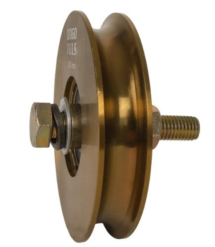 RUEDA DE ACERO U PARA PORTON CON PERNO 80 mm