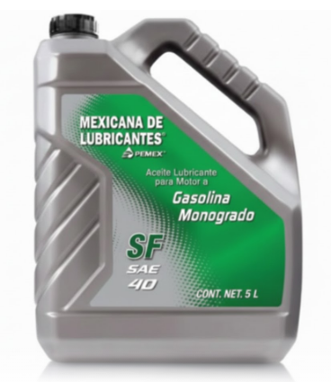 ACEITE PARA MOTOR A GASOLINA, MEXICANA DE LUBRICANTES SL SAE 40 MONOGRADO, 5 L