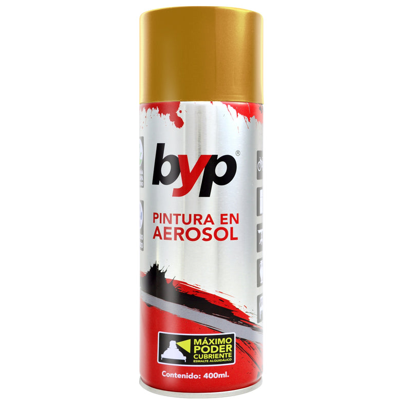 PINTURA EN AEROSOL, COLOR ORO, 400 ml, BYP