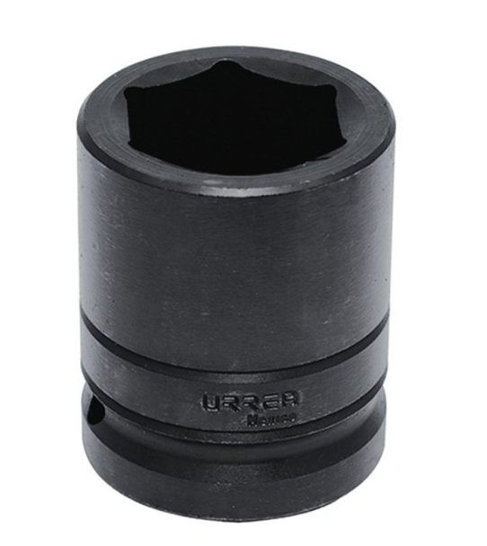 Dado de impacto metálico negro con abertura hexagonal y marca URREA