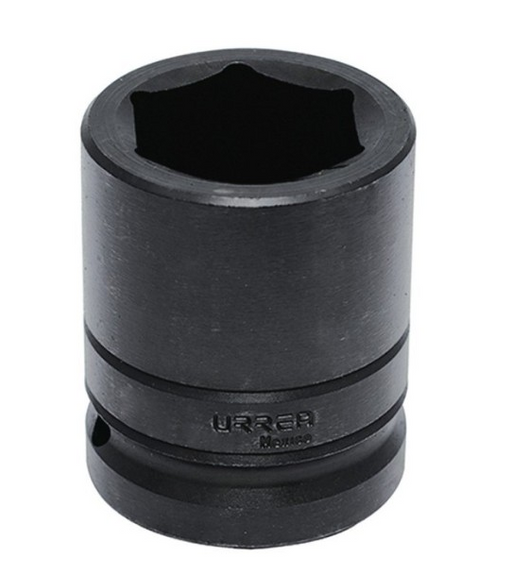 Dado de impacto metálico negro con abertura hexagonal y marca URREA