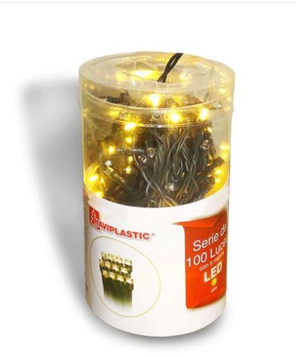 SERIE DE LUCES 100L LED CALIDO CABLE VERDE EN TUBO