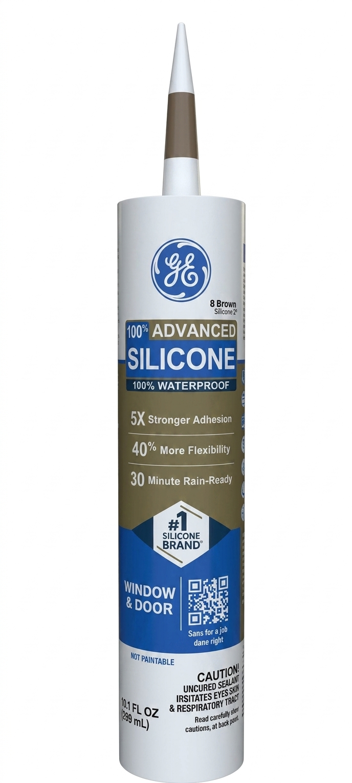 SELLADOR DE SILICON, PUERTAS Y VENTANAS, 298.65 ml, (10.1 oz), CAFE, GE ADVANCE