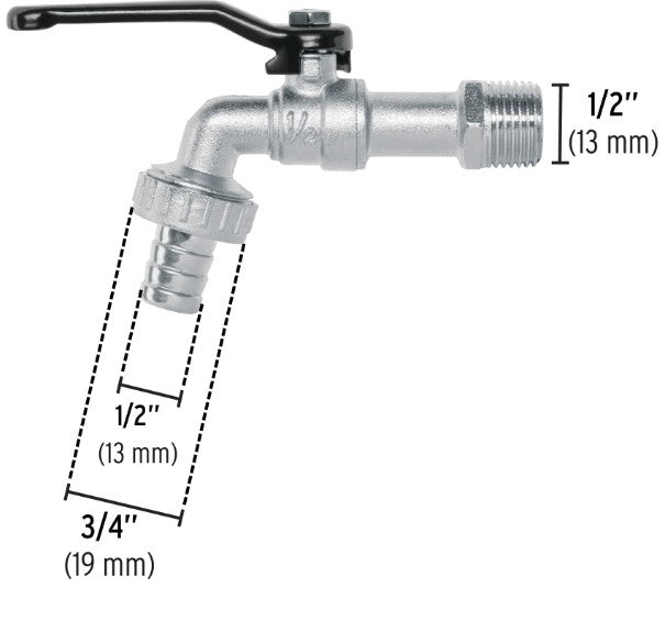 LLAVE DE ESFERA 1/2" DE ZINC PRETUL