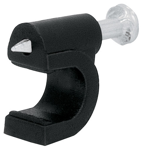 GRAPAS CURVA PARA CABLE COAXIAL, 6 mm, NEGRA