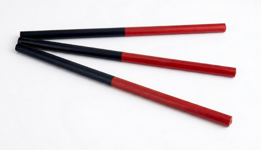 Lápices bicolor grueso azul y rojo con cuerpo hexagonal