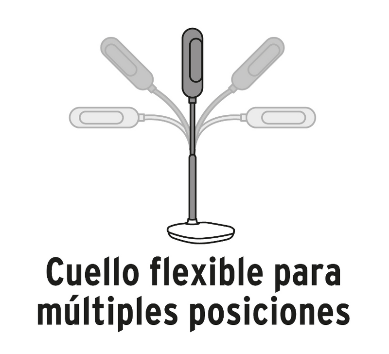 Lámpara de escritorio Volteck con cuello flexible ajustable en varias posiciones.