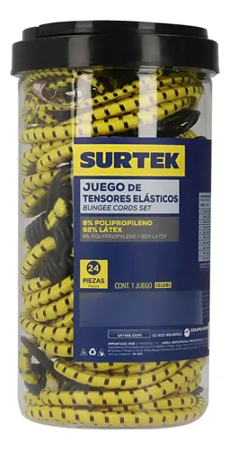 JUEGO DE 24 TENSORES ELASTICOS SURTEK