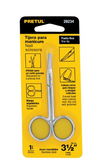 TIJERA PARA MANICURE 3-1/2" PUNTA FINA PRETUL