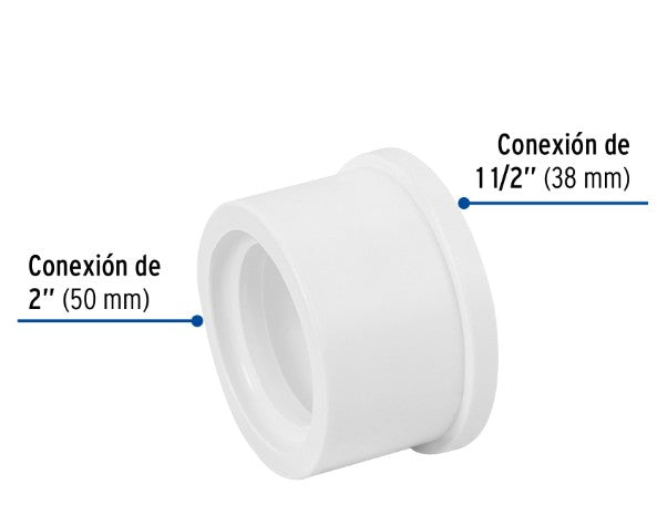 REDUCCION BUSHING DE PVC, 2" X 1-1/2"