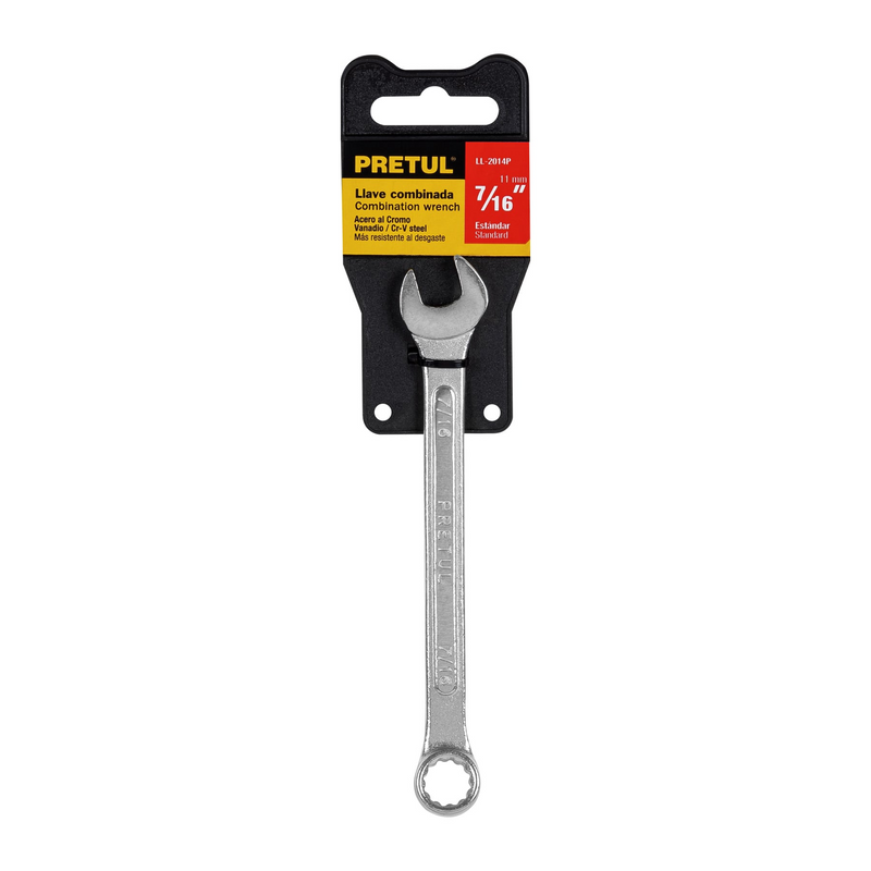 LLAVE COMBINADA 7/16" X 150 mm DE LARGO PRETUL