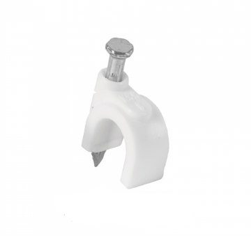 GRAPA CURVA PARA CABLE COAXIAL 8 mm BLANCO 20 PZ