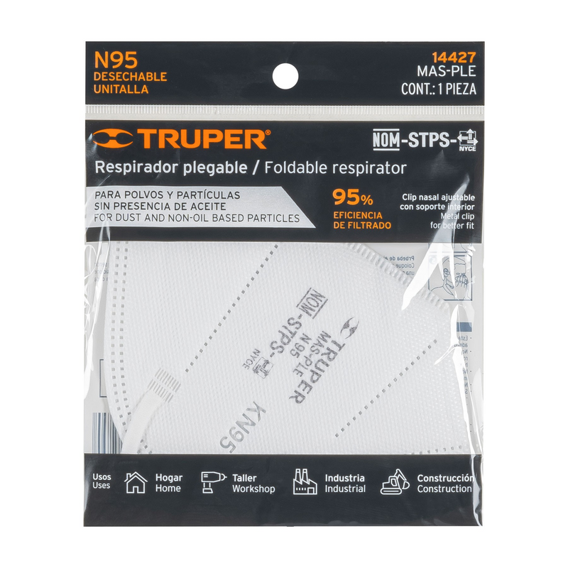 RESPIRADOR PLEGABLE N95 PARA POLVOS Y PARTICULAS TRUPER