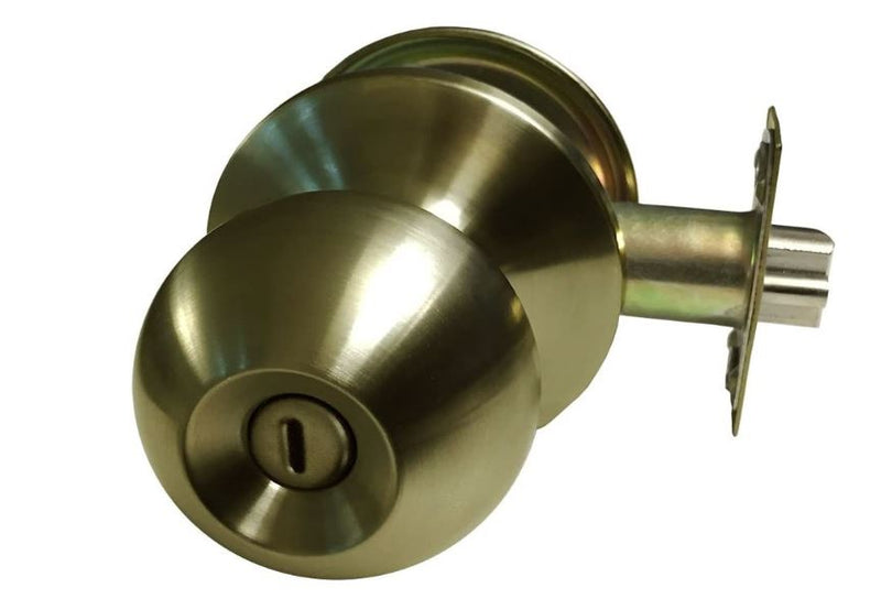 Cerradura tubular con pomo redondo de latón antiguo y llave tipo varilla