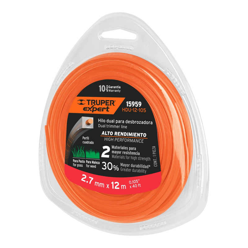 HILO DUAL PARA DESBROZADORA .105 2.7 mm 12 METROS