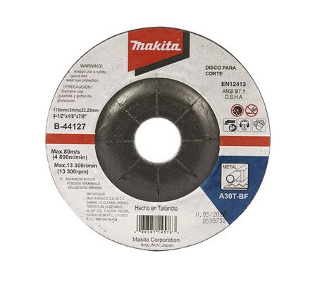DISCO DE CORTE Y DESBASTE 4-1/2" X 1/8" X 7/8", METAL, MAKITA