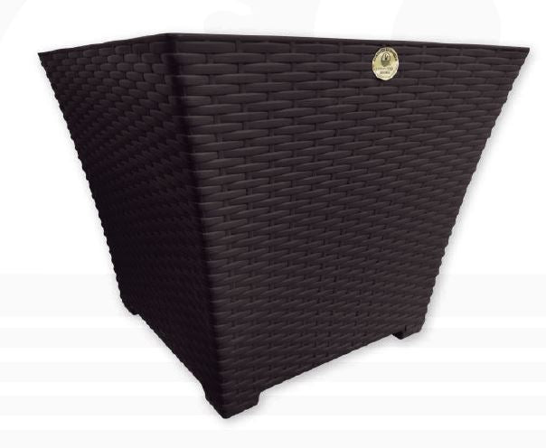 MACETA TIPO RATTAN CUADRADA GDE. COLOR CHOCOLATE A32 PL06