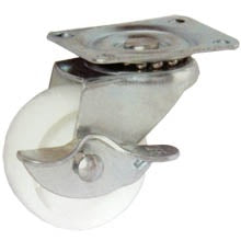 RUEDA DE POLIURETANO DE 2.5", BLANCA, BASE GIRATORIA, CON FRENO, LIGHT DUTY