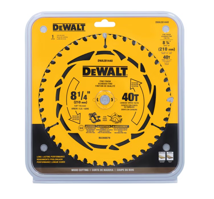 DISCO PARA SIERRA CIRCULAR PUNTA DE CARBURO 8-1/4” X 40 DIENTES FLECHA 5/8”ACABADO FINO