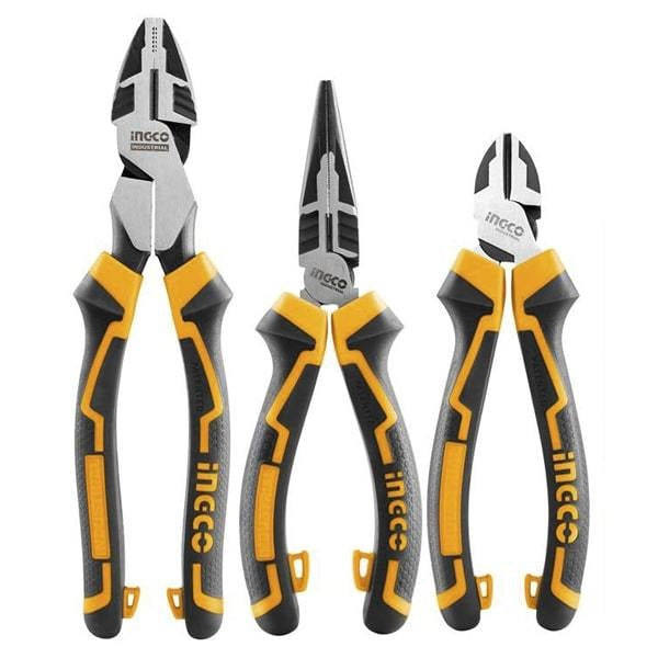 JUEGO DE 3 PINZAS PARA ELECTRICISTA DE 7", 8" y 9.5" INGCO