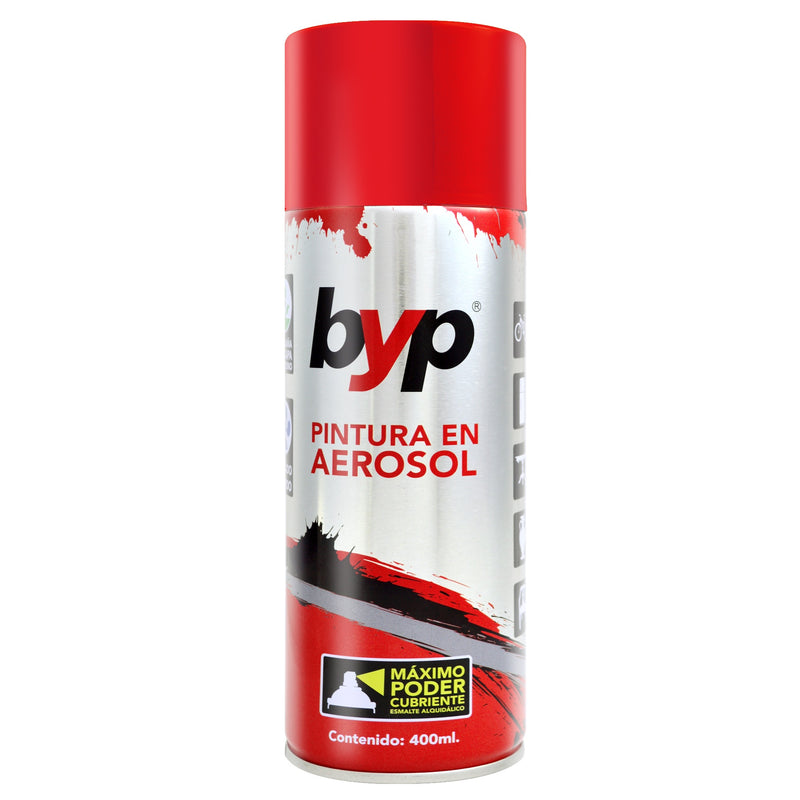 PINTURA EN AEROSOL, COLOR ROJO BERMELLON, 400 ml, BYP
