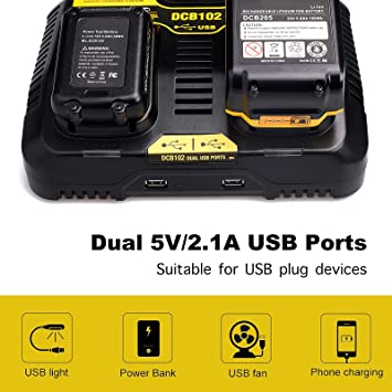 CARGADOR DE BATERIAS DEWALT, 12V-20V MAX, 2 PUERTOS