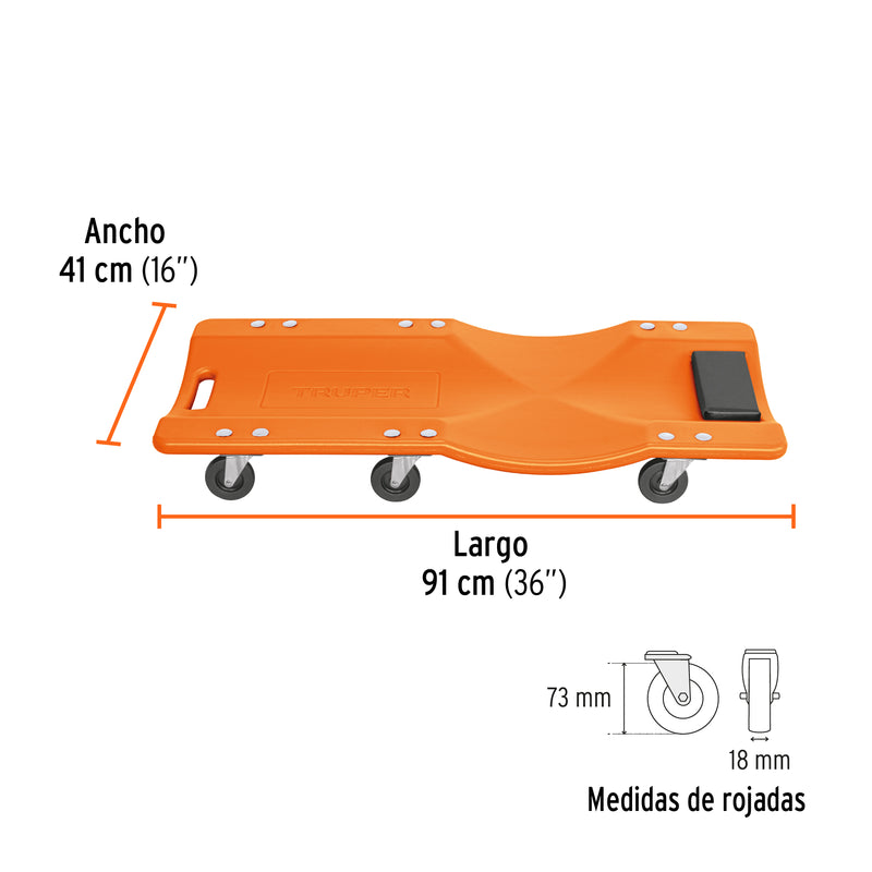 CAMA DE PLASTICO PARA MECANICO 36" TRUPER