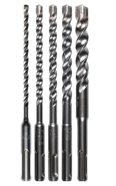 JUEGO DE 5 BROCAS SDS PLUS 3 FILOS 3/16, 1/4,  5/16, 3/8, 1/2X 6" (ANTES B-59829)