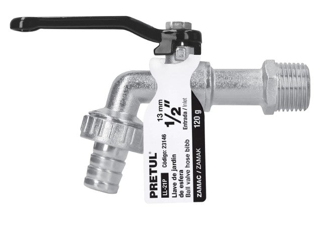 LLAVE DE ESFERA 1/2" DE ZINC PRETUL
